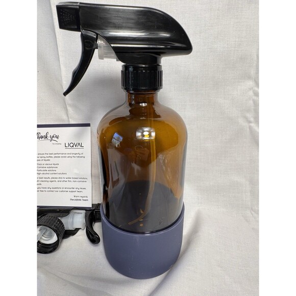 Two 16oz Empty Glass Spray Bottle Refillable Containers with Silicone Sleeve - Picture 6 of 9